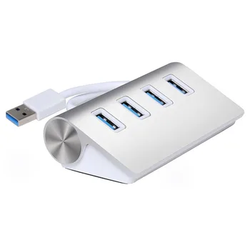 

4 Port Aluminum USB 3.0 HUB 5Gbps High Speed AC Power Adapter For Mac PC Laptop