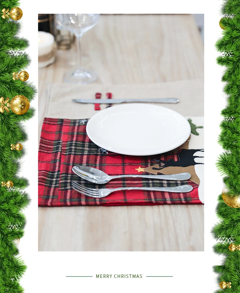 Creative New Christmas Table Runner Placemats Cotton polyester Scottish Plaid Table Mat Restaurant Table Cover Party Home Decor