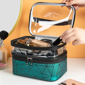 

New Diamond Pattern Road Makeup Bag Multi-Function Large-Capacity Portable Cosmetics Storage Bag