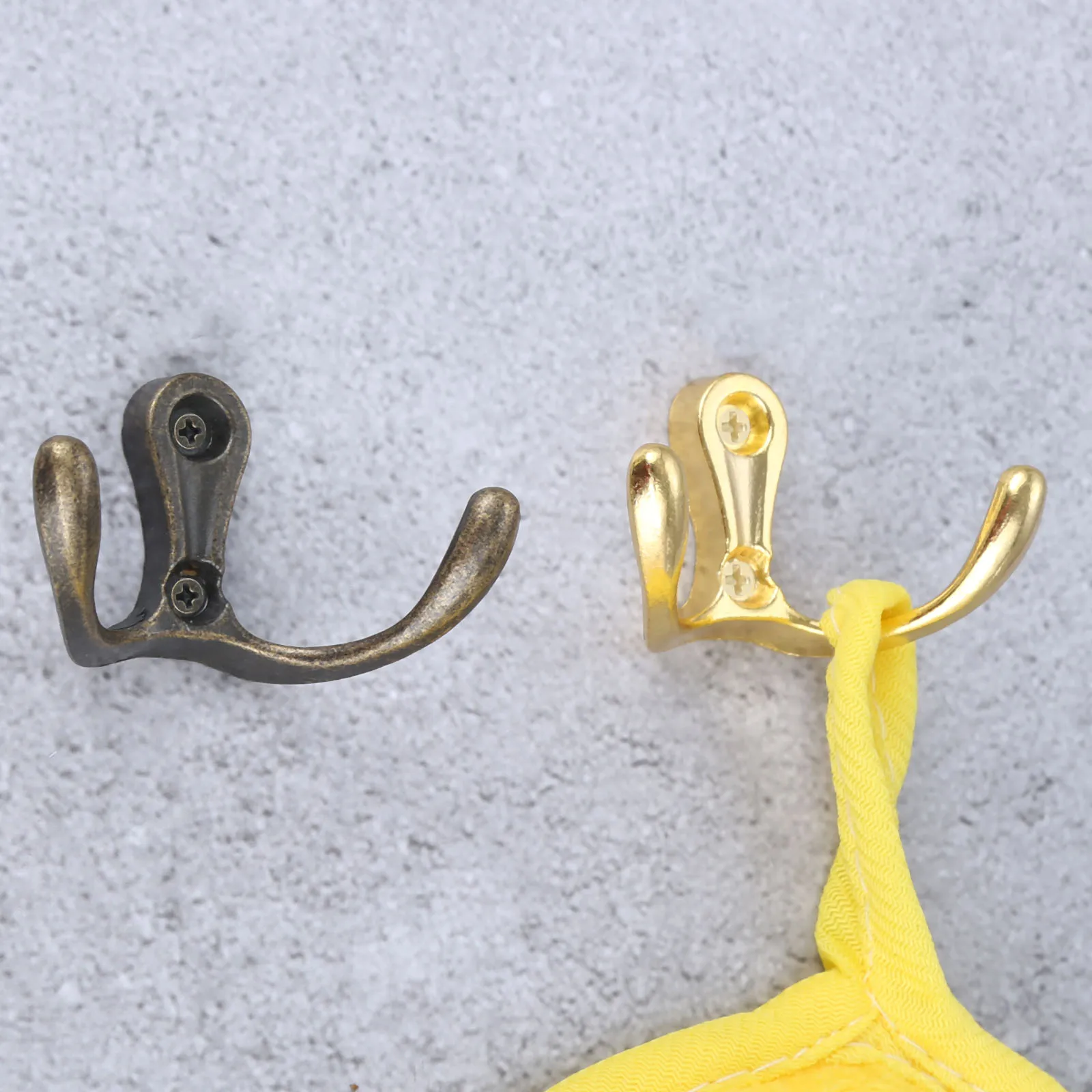 2pcs Double Head Hooks Wall Mounted Hanger w/screws Antique bronze/Gold Coat/Key/Bag/Towel/Hat Holder Bathroom Kitchen 53mmx30mm 3
