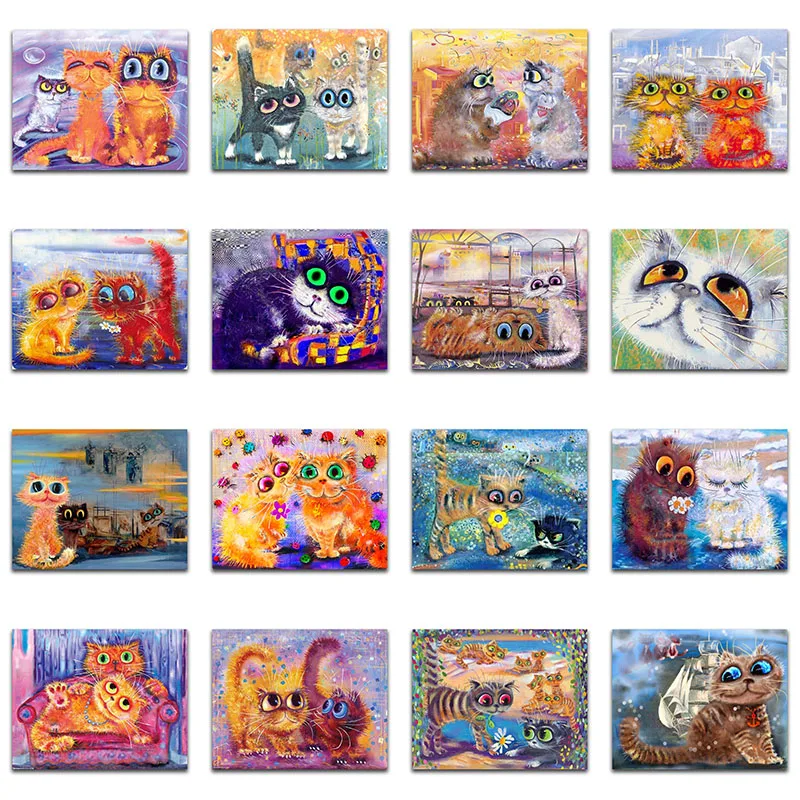 5D алмазная живопись сделай сам вышивка крестиком мультяшный Кот круглая