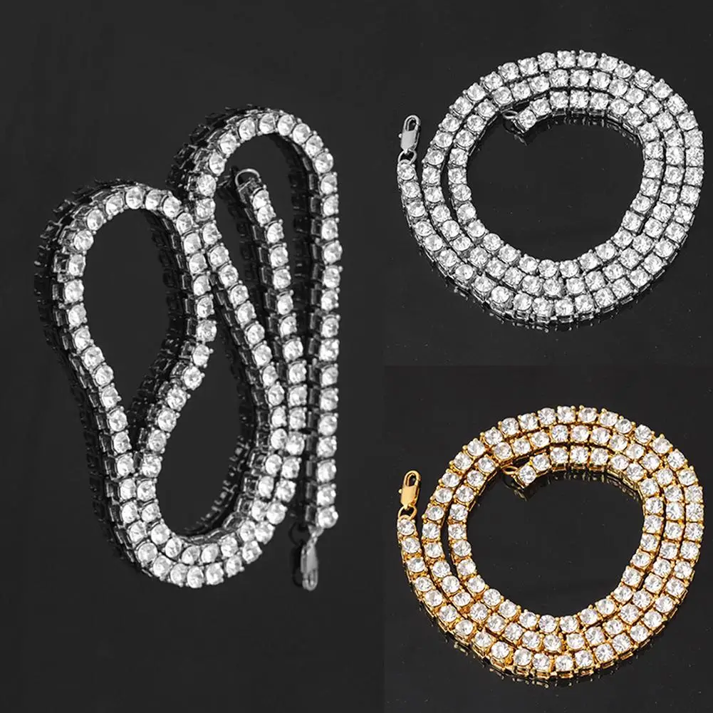 New Multilayer Metal chain cool simple Men Hip Hop Tennis Chain Rhinestone Inlaid Necklace Jewelry Christmas Gift | Украшения и