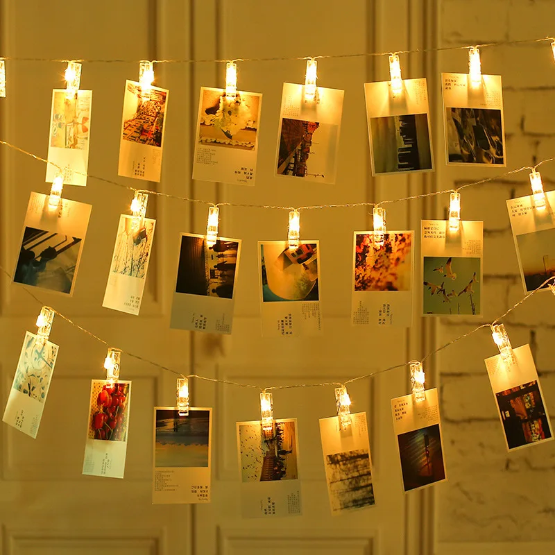 

Christmas Home Decorations 1M 3M 6M Photo Clip Holder LED String Lights Battery Powered New Year Christmas Decorations for Home.