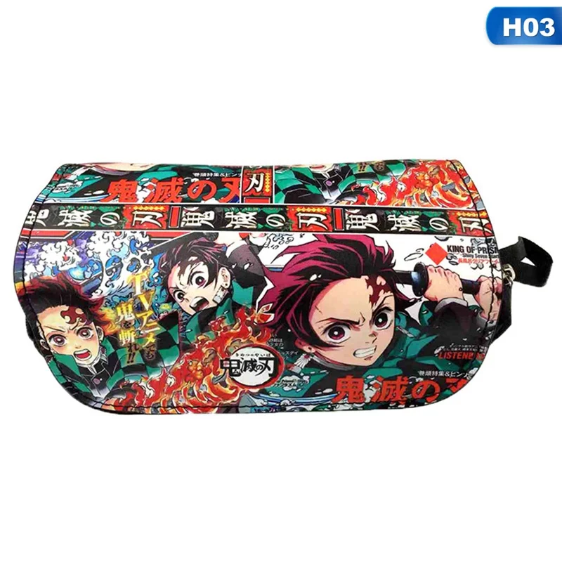 Demon Slayer: Kimetsu No Yaiba Tanjiro Kamado аниме мультфильм периферийный чехол карандаш большая емкость сумка на молнии школьные канцелярские принадлежности