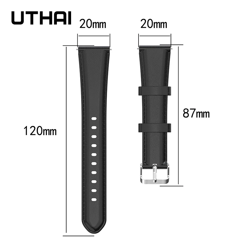 UTHAI P41 Ремешки для наручных часов 22 мм кожаный ремешок подходит galaxy watch active2 / active (40