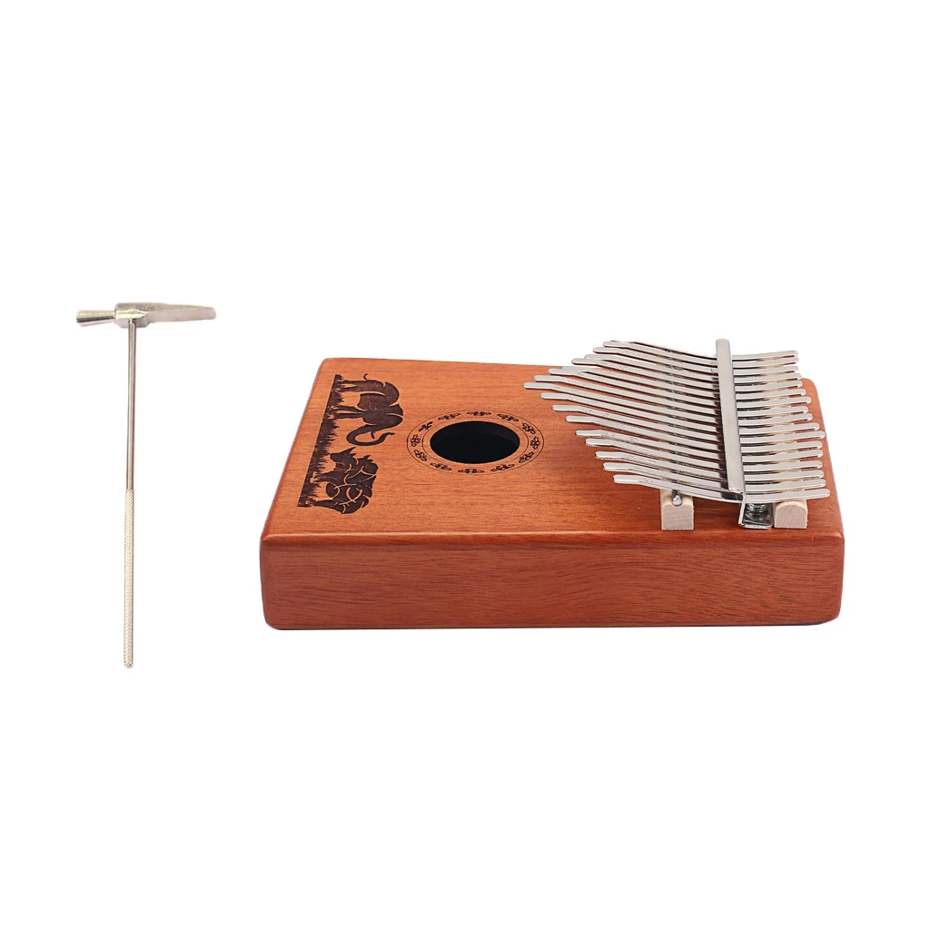 17Keys Mahogany Kalimba Mbira Natural Calimba Tuning Tool Accessory for Musical Parts 7.2x5.18x1.38inch