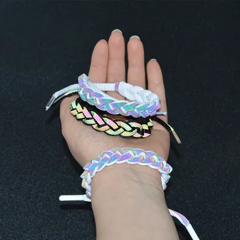 

Multiple series Little Lion Fluorescent Woven Holographic Reflective Bracelet Luminous Colorful Starry Sky Shoelace Bracelet