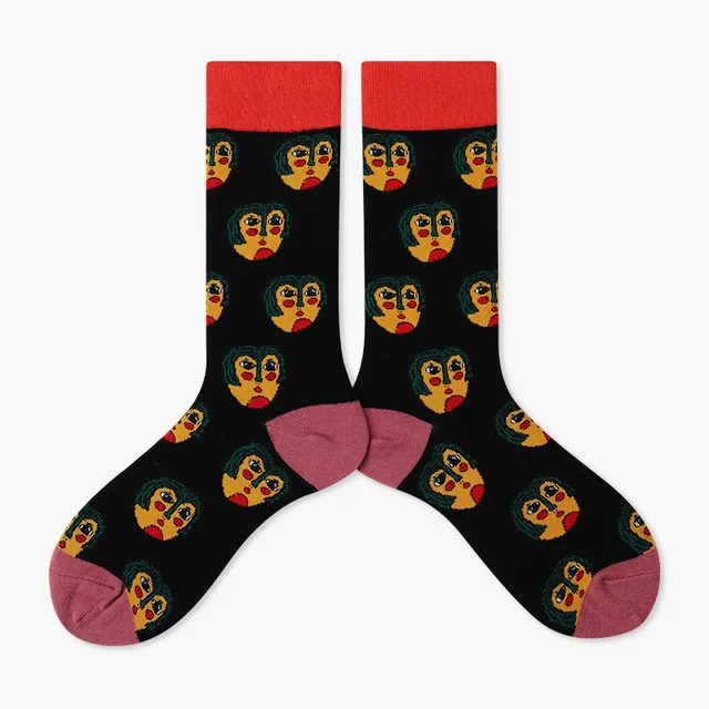 Autumn/Winter Couples Skateboard Sox Creative Abstract Art Harajuku Hip Hop Streets Tide Socks Colorful Funny Socks Skarpetki 14