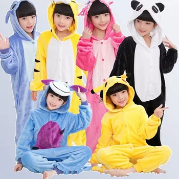

Boys Girls Pajamas Animal Pyjamas Baby Autumn Winter Flannel Cute Hooded Kids Sleepwear Pijamas cosplay for 4 6 8 10 12 Years