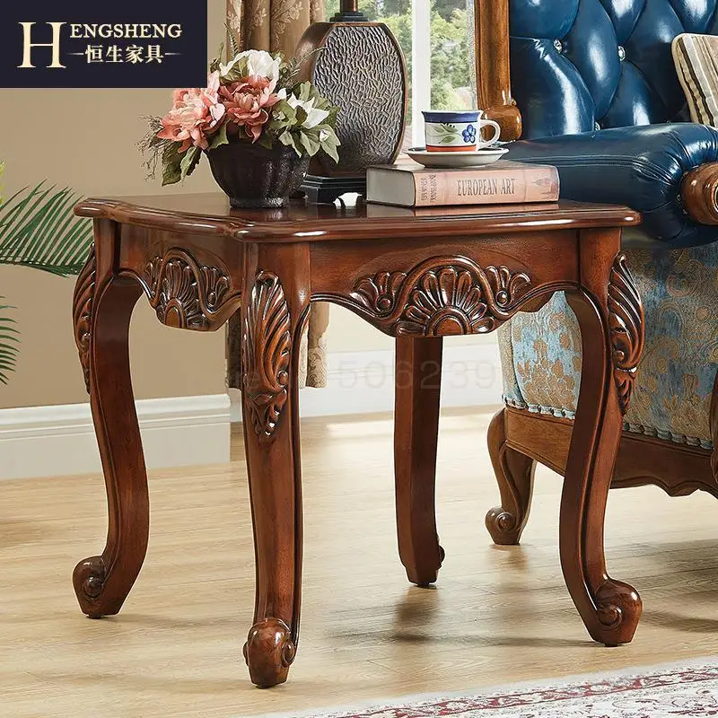 Американский Маленький журнальный столик резная древесина кружевная скатерть для стола Европейский стиль гостиная небольшой квадратный стол диван угловой стол сторона ca - Цвет: 60x60x60cm 1