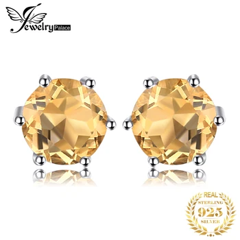 

JewelryPalace 0.9ct Natural Citrine Stud Earrings 925 Sterling Silver Earrings For Women Korean Earings Fashion Jewelry 2020