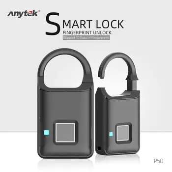 

Anytek P50 Smart Keyless Fingerprint Lock Zinc Alloy Anti Theft Security Padlock USB Rechargeable Luggage Case Cabinet Lock