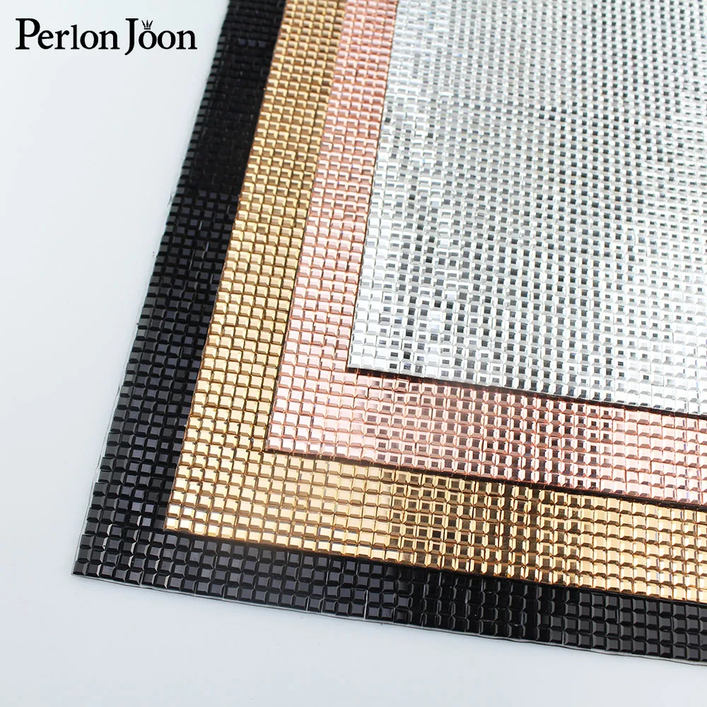 24*40cm Platz Glas Strass Mesh Trim Hotfix kristall Stoff Blätter Strass DIY schnitt Applikation Für Kleid handwerk TR071 – Detail 1