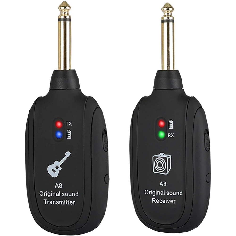 UHF Guitar Wireless System Transmitter Receiver Builtin Rechargeable