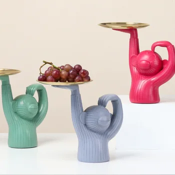 

Creative monkey tray decoration storage rack, resin cute animal fruit plate, home living room porch decoration storage supplies