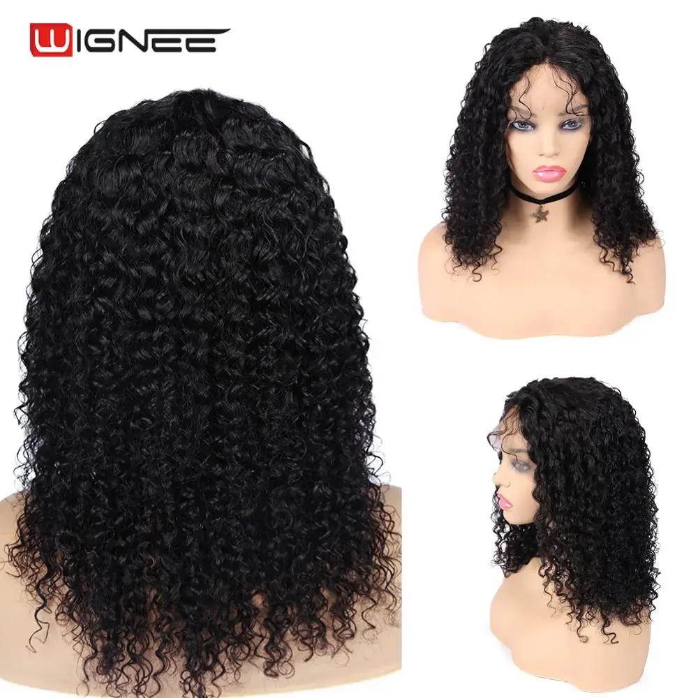 

Wignee Remy Brazilian Hair Lace Human Hair Wig For Black/White Women 150% High Density Afro Kinky Curly Human Wig With Baby Hair