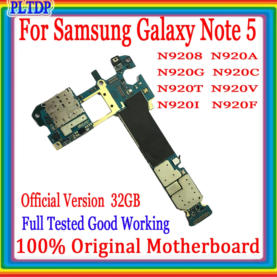 

100% Original Mainboard For Samsung Galaxy Note 5 N920V Motherboard Full Unlock Logic Board Good Tested Official Version Plate