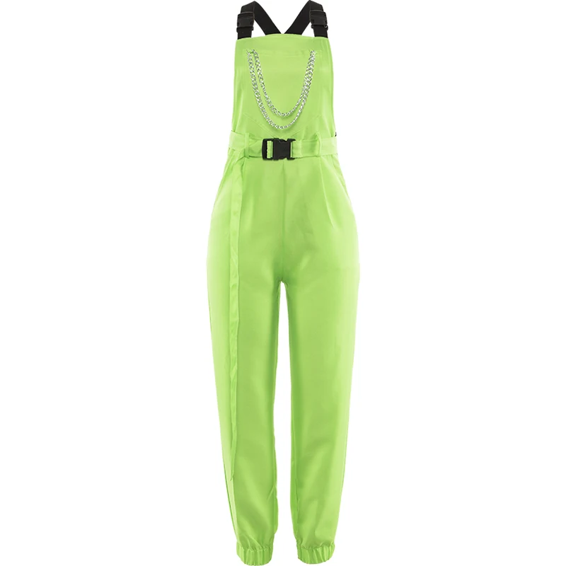 Hip Hop Costumes Women Fluorescent Green Overalls Jumpsuit Adults Street Dance Clothes Rave Outfit Dancer Stage Wear DT1964