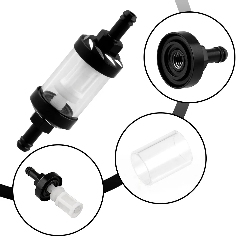 8mm CNC Aluminum Alloy Glass Motorcycle Gas Fuel Gasoline Oil Filter Moto Accessories for ATV Dirt Pit Bike Motocross