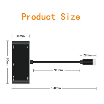 

Type-C to 4K HDMI VGA USB 3.0 USB-C Hub 3.5 Audio USB 3.1 Adapter for laptop series type c computer