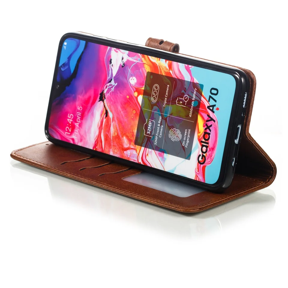 Простой Роскошный кожаный флип-чехол для samsung Galaxy A50 A70, мягкий силиконовый чехол, держатель для карт, чехол-бумажник для samsung A70 A7, чехол