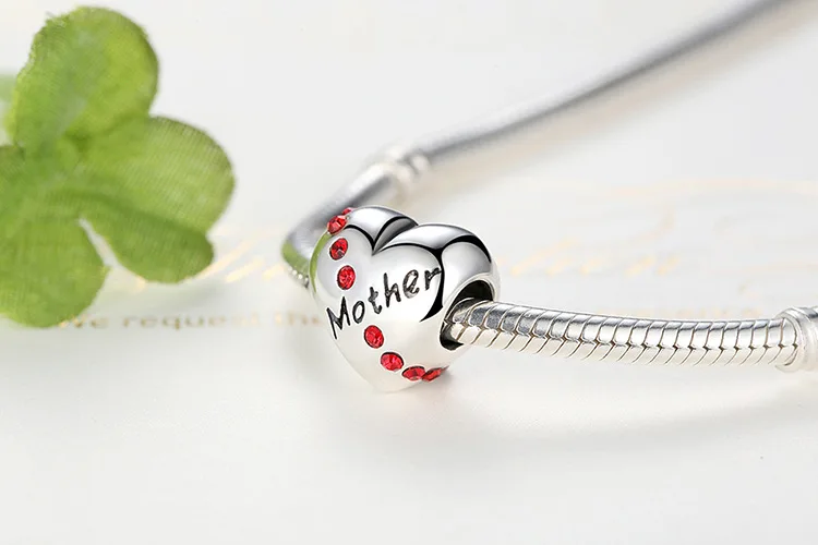 Fit Pandora браслет 925 серебро подарок матери сердце фруктовые бусины DIY S925 Любовь Мама арбуз амулеты "Клубника"