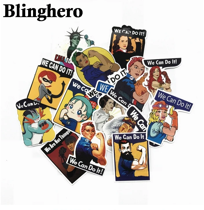 

CA1030 14PCS We can do it Scrapbooking for wall notebook cellphone luggage laptop bike guitar Graffiti Stickers album sticker