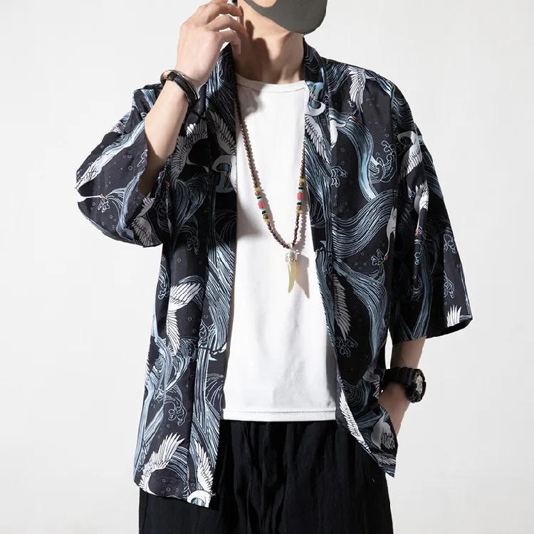 Japanese Kimono Japanese Kimono Cardigan Japanese Kimono Shirt Traditional Print Cardigan Couple Kimonos Japanese Kimono