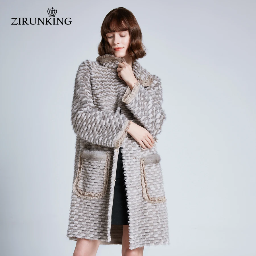 

ZIRUNKING 2019 New Women Real Mink Fur Coats Female Rex Rabbit Fur Jacket Lady Fashion Fur Outerwear for Winter ZC1924
