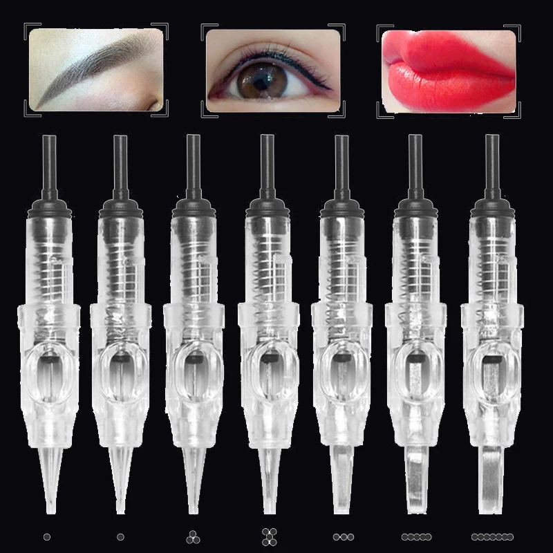 20pcs/100pcs Tattoo Cartridge Needles 600D-G Agulhas Easy Click Permanent Makeup 7RL For Rotary Swiss Machine Pen Kits | Красота и