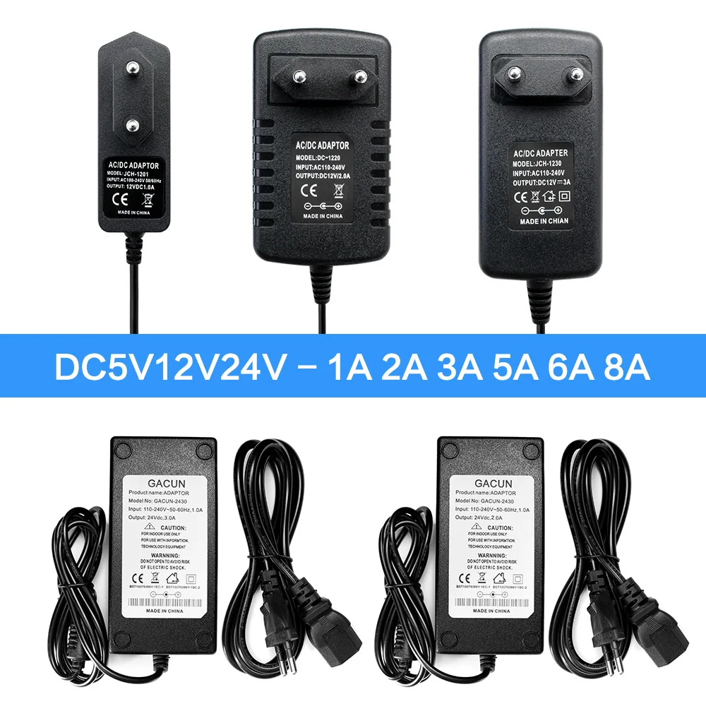 

AC DC 5V 24V 12V Power Adapter Supply 1A 2A 3A 5A 6A 8A 10A 5V 12V 24V Power Adapter 220V TO 12 5 24 V Volt Led Strip Lamp Light