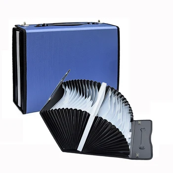 

27 Pockets Expanding File Wallet Document Carry Case A4 Paper Desktop storage Organizer Blue Color
