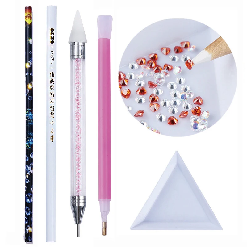 

Picker Wax Rhinestone Studs Pencil Nail Dotting Pen Crystal Beads Clear Handle Nails Accessories Manicuring Nail Art Tools