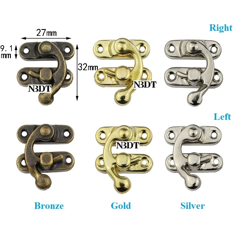 200Pcs Swing Arm Latch Hook Catch Wooden Jewelry Chest Gift Wine Music Box Ox Horn Retro Vintage Bronze Gold Silver