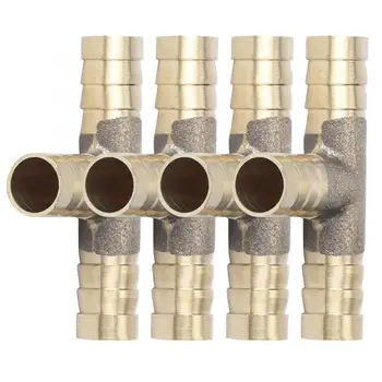 

4pcs 3/8in 3 Way Hose Barb Tee Brass Pipe T Fitting Thread
