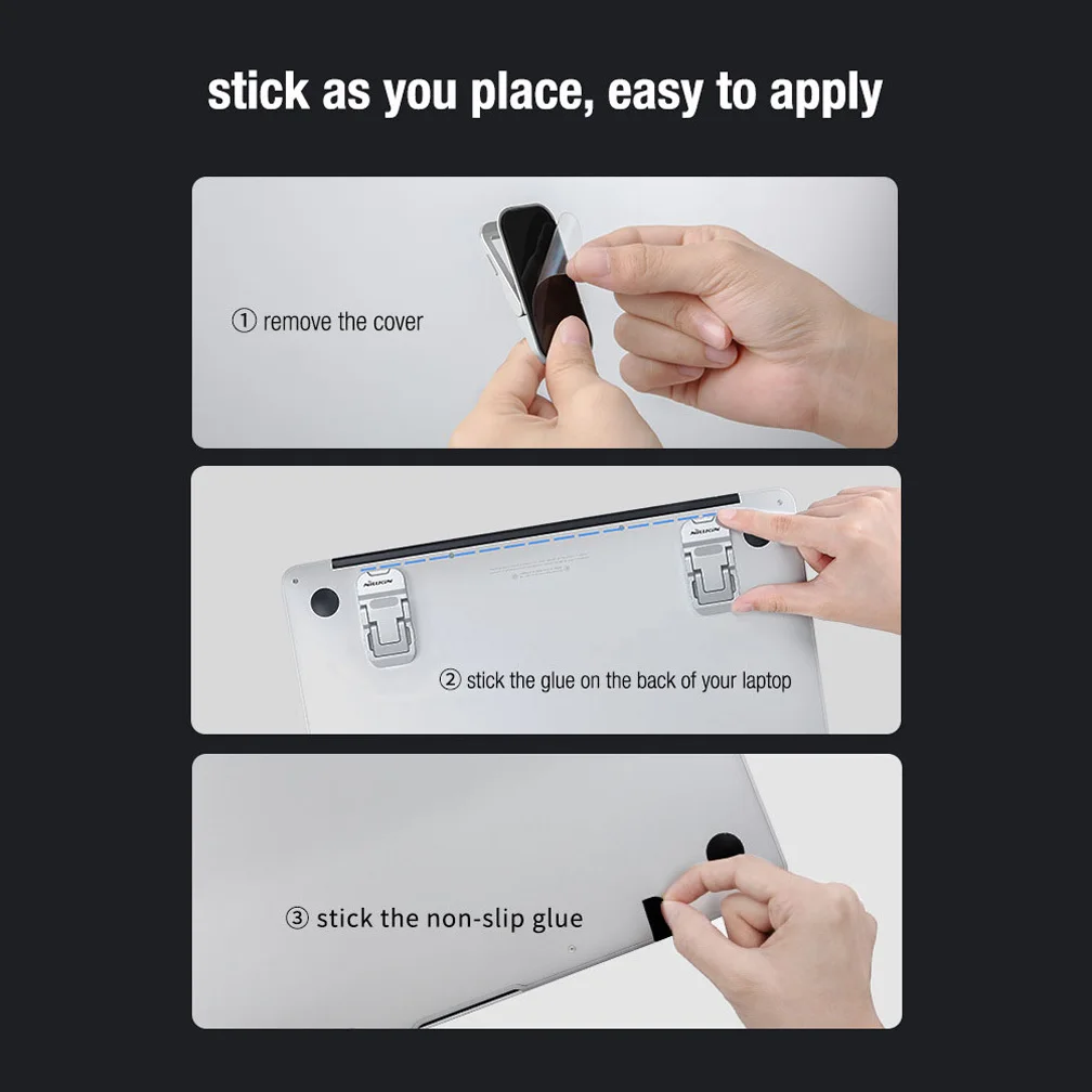 wall phone holder Đối với giá đỡ máy tính xách tay Giá đỡ máy tính xách tay NILLKIN Bolster Plus 1 cặp góc có thể điều chỉnh Hợp kim nhôm chống trượt Giá đỡ máy tính xách tay silicon chống trượt phone stand holder