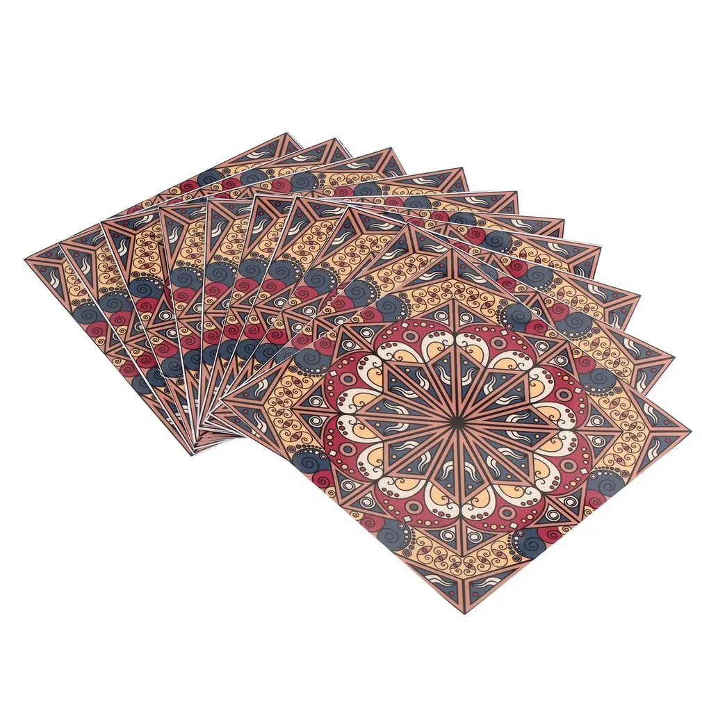 

10PCS 3D Flower Printed Ceramic Tile Printing Film PVC Waterproof Floor Contact Paper Covering DIY Self-adhensive Wall Sticker