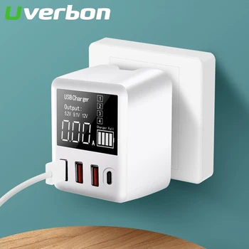 

USB Type C Charger 30W Phone Power Adapter QC 3.0 Led Display USB Charger For iPhone 11pro Samsung S9 S10 Travel Wall Charger