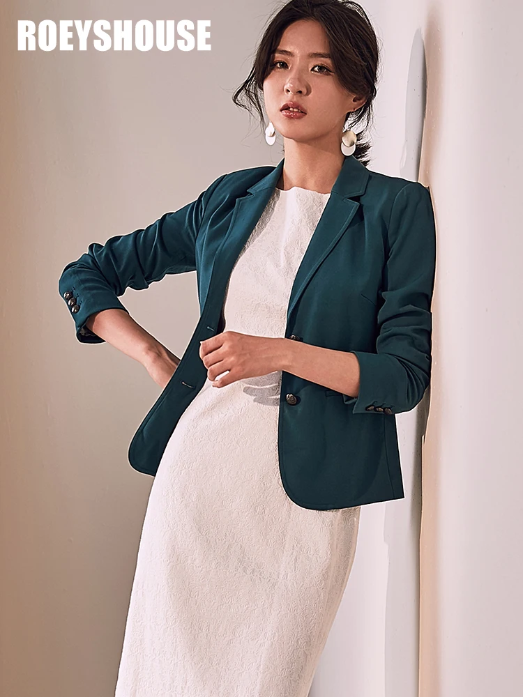 

Intellectual professional self-cultivation suit jacket female autumn new style simple green suit jacket
