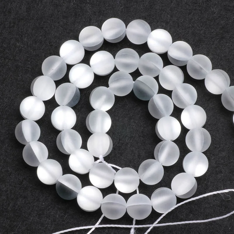 Fashion Crystal Moonstone Beads Holographic Matte Bracelet 6mm