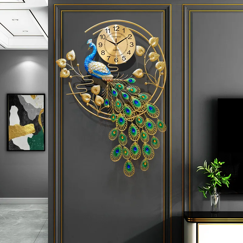 Peacock Clock Wall Clock Wall Watch Living Room Home Creative Fashion