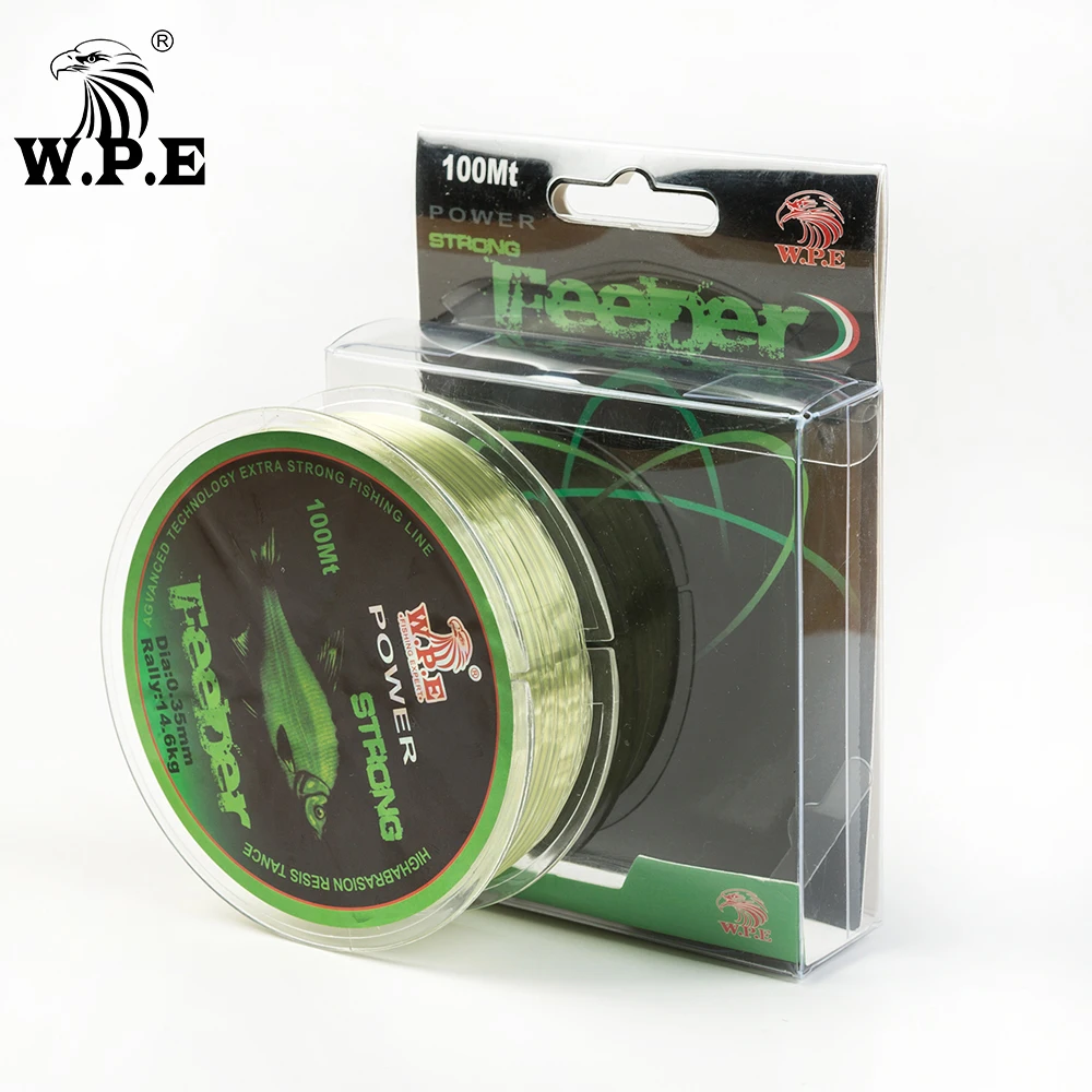 W.P.E FeeDer Nylon Fishing Line 100m 0.20mm-0.60mm Super Strong Monofilament 6.02-37kg Carp Fish Main Line Fishing Accessories