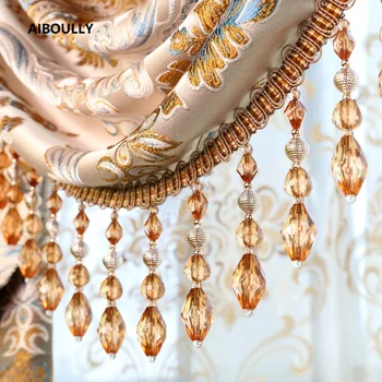 

1M European Curtain Lace Crystal Beads Decorative Accessories Hanging Beads Tassel High-End Home Decoration Curtain Accessories