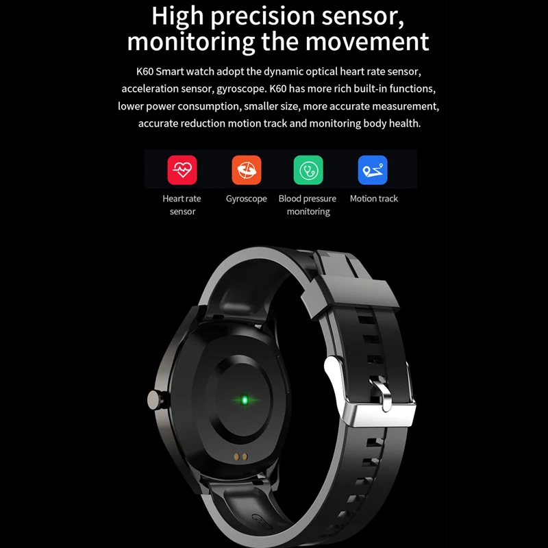 K60 Smart Watch Men Women Full Touch Round Screen Smartwatch Heart Rate  Fitness Tracker Music Control Custom Dials Sport Watches - Smart Watches -  AliExpress