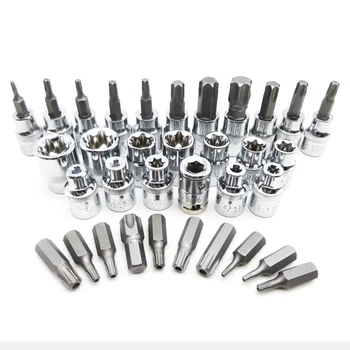 

34pcs Torx Star Sockets Hexagon E-Torx Star Socket Set 3/8 Drive Bit Socket Set Tamper Proof Hand Tools Auto Car Repair Tool Kit