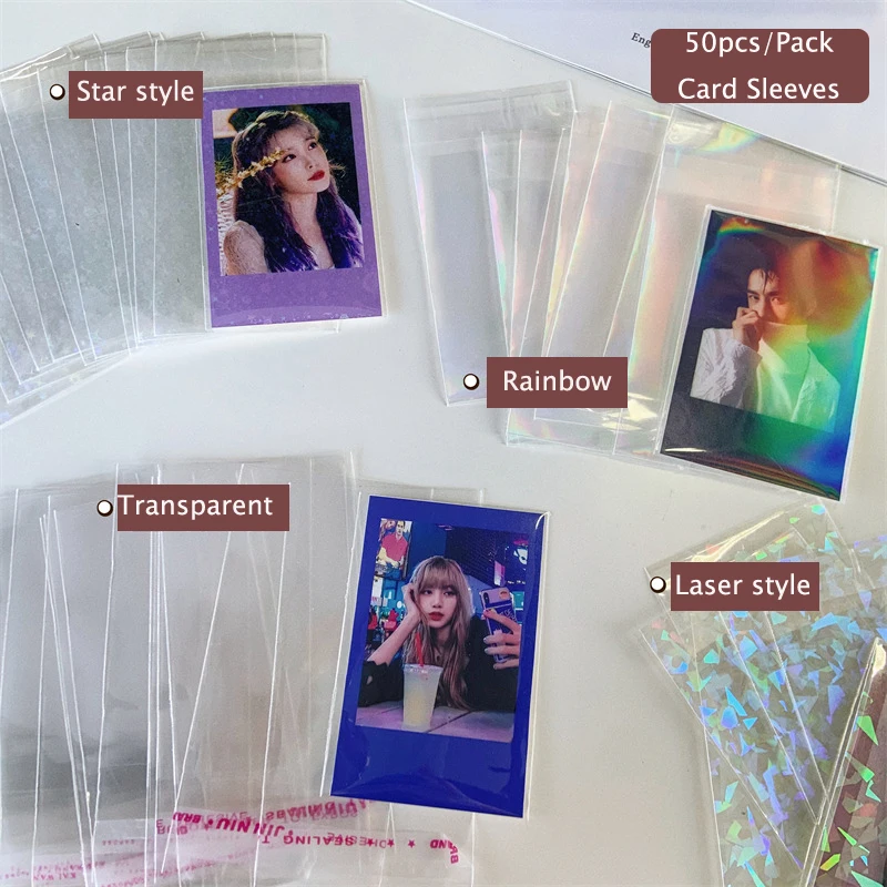 Sharkbang 50pcs/Lot 3 Inch Photocards Film Protector Idol Photo Sleeves Cards Holder B8 Card Protector School Stationery sharkbang transparent glitter 3 inch card holder idol postcards protective storage box bus photo cards album collection supplies