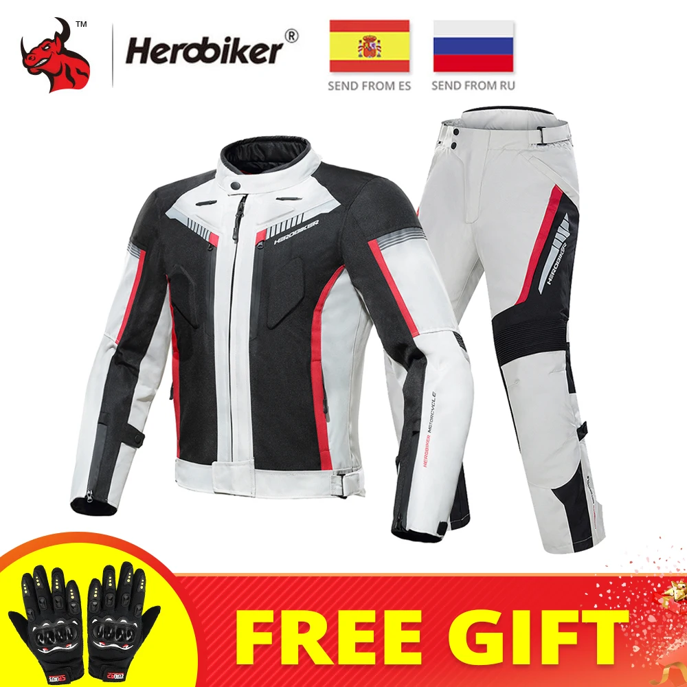 HEROBIKER Motorcycle Jacket Men Moto Windproof Riding Jacket Body Armor Winter Racing Motocross Jacket Suit Waterproof M-3XL