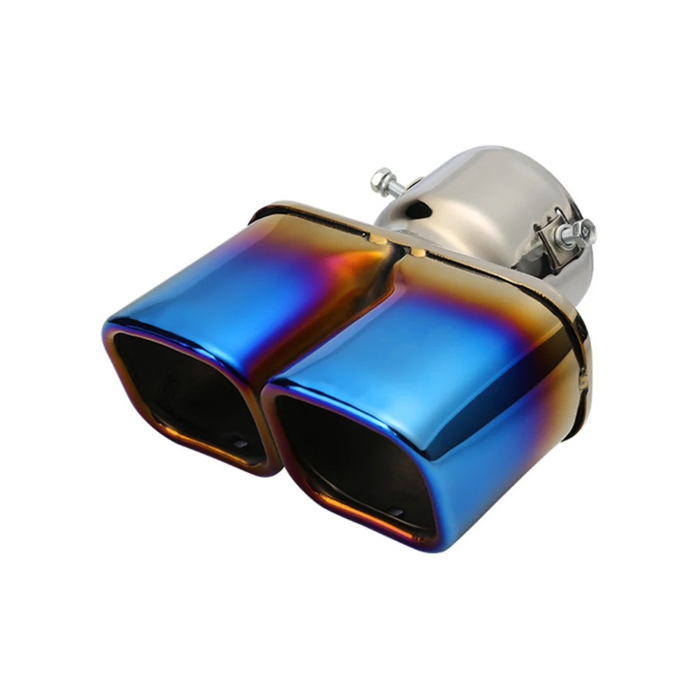 

Automobile Tail Throat Modified Exhaust Pipe 1 To 2 Straight Dual Tail Pipe Square Muffler Pipe