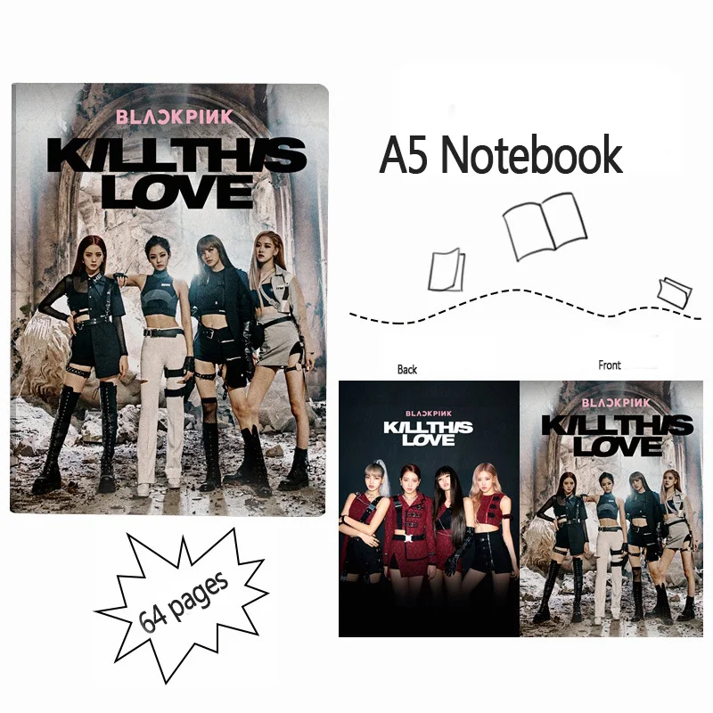 64 страницы BlackPink KILL THIS LOVE записная книжка с пластиковым рукавом записная книжка JISOO LISA ROSE JENNIE Фотокнига SOLO Forever Young LJJ872