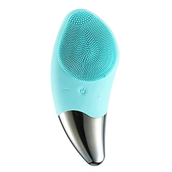 

Face Cleansing Brush Skin Care Tools Soft Silicone Material Wash Facial Brush Vibration Massage and Facial Clean Green